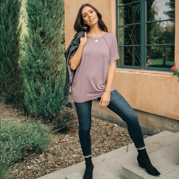 11. Cozy Cool Tee in Lavender - Size XS {Oversized} - Picture 2 of 7